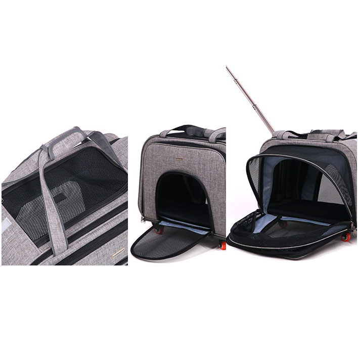 pet carrier with wheels and handle